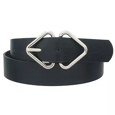 New Black Mirrored Triangle Cracked PU Buckle Belt • $11