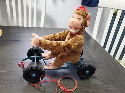 Rare Vintage Otaco Minnitoy Monkey Hand Cart Pull Toy • $1090.47