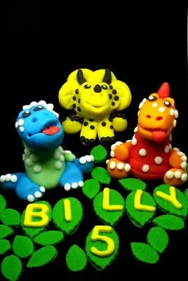  Handmade Edible 3 Cute Dinosaurs Celebration Cake Topper Set • £13.95