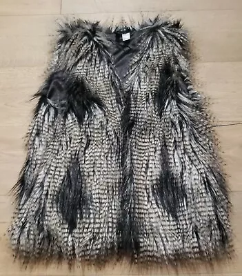 H&M Divided Women’s Open Fur Vest Jacket Feathers Size 12 Side Pockets Lined • $19.10