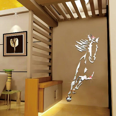 £8.99 • Buy 3D Steed Horse Mirror Wall Stickers Removable Art Decal Mural Acrylic Home Decor