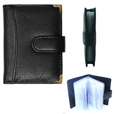 £2.49 • Buy Genuine Leather Credit Card Holder Wallet 20 Plastic Pockets-4 Further Card Slot
