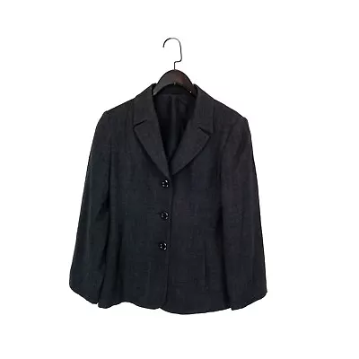 Hobbs Vintage Marilyn Anselm Wool Blend Grey Black Blazer Jacket - Size 12 • £25