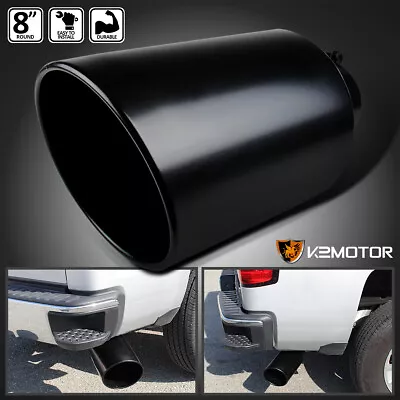 4  Inlet 8  Outlet Black S/S Truck Vehicle Roll Edge Bolt-on Truck Exhaust Tip • $43.38