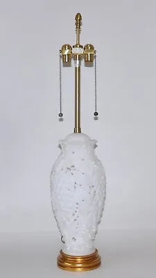 Marbro Lamp Co. White Alabaster Table Lamp Mid Century Modern With Gold Accents • $799