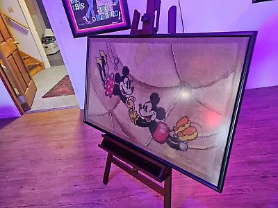 Mickey Mouse Carpet From The 1940s Framed As Found 28 X45 • $149.99