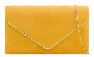 Womens Faux Suede Envelope Clutch Bag Prom Ladies Party Evening Handbag Purse UK • £12.99