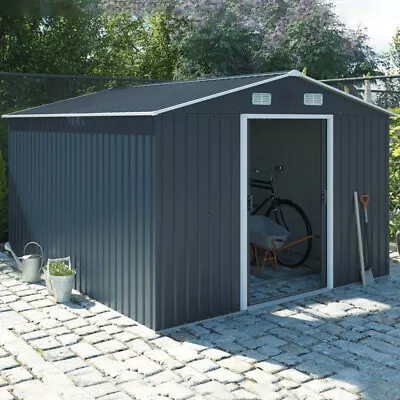 Metal Garden Shed 8 X 4 10 X 8 12 X 10 Tool House Outdoor Storage W/ Free Base • £329.95