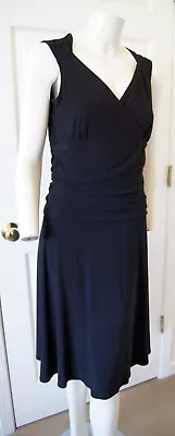 B-Slim Solid Black Empire Waist Stretch Dress Fitted Waist Line  SZ M  • $18