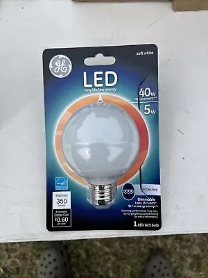 GE LED 40w G25 Dimmable Soft White Bulb 350 Lumens #89954 Decorative 2700k • $3