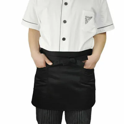 Black Short Waist Pocket Apron Barista Chefs Bar Cafe Pub Waiter Waitress  • £1.99