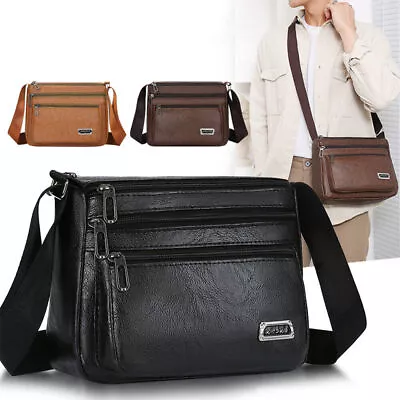 Men Messenger Bag Crossbody Shoulder PU Leather Travel Business Office Daily • $17.38