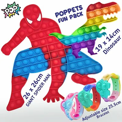 £9.95 • Buy Dinosaur Spiderman Pop Push Bubble Sensory Fidget Kids Stress Relief Toy Autism