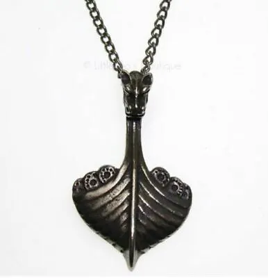 New Viking Dragon Head Boat Pewter Amulet Pendant Necklace Safe Journey V11 • $17.67