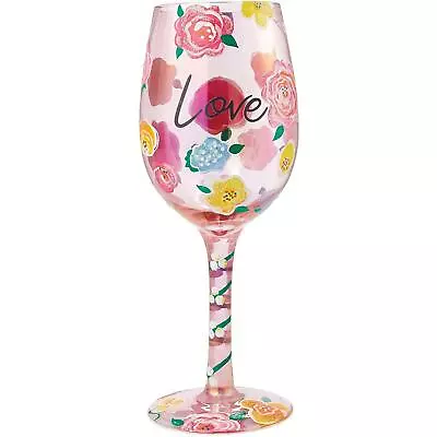 Lolita Decorative Floral  Colourful Pink Large  Wine Glass Hand Painted  Love • £20.99