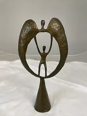 Artist Signed Mid Century Modern Angel Cast Bronze Sculpture • $130