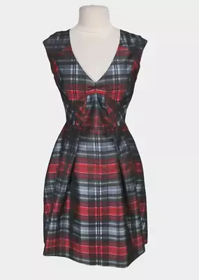 Brooks Brothers Women Skater Knee Length Dress Size 10 Flannel V-Neck Zip Up 70P • $64.79