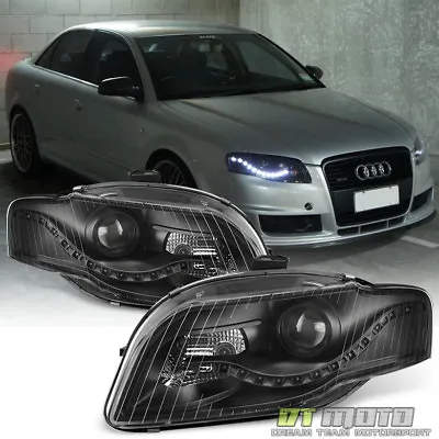 Blk 2006-2008 Audi A4 S4 B7 [R8 Style]LED DRL Halogen Type Projector Headlights • $219.99