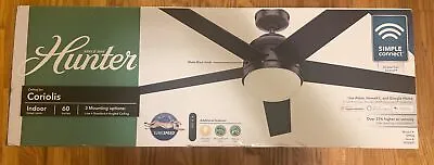 New Factory Sealed Hunter 60-in Matte Black LED  Ceiling Fan W/ Light Remote • $129