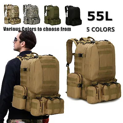 55L Outdoor Military Tactical Backpack Rucksack Camping Travel For Men Bags • $45.99