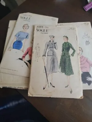 Vogue Vintage Women's Patterns Lot Of 4 Size 12/14 Bust 30/32 1950's 7581 5371  • $34.99