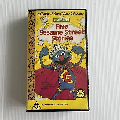 Sesame Street A Golden Book Five 5 Stories Video VHS Vintage 1985 Free Post • $12.14