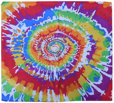 $9.88 • Buy Wholesale Lot Of 3 Rainbow Tie Dye Spiral Multi-Color Cotton 22 X22  Bandana
