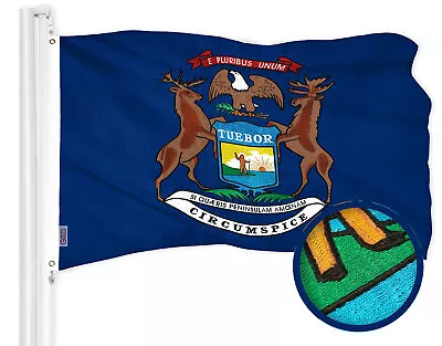 G128 Michigan State Flag 3x5 Ft Embroidered 300D Polyester • $28.95