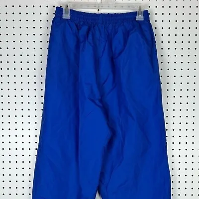 Vintage Track Pant Joggers Sweatpants Blue White Nylon 90s Warm Up Size Large • $12.95