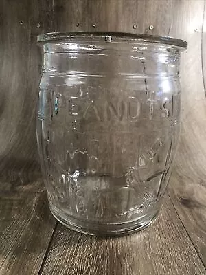 VINTAGE PLANTERS MR. PEANUT  RUNNING  BARREL JAR Missing Lid • $45