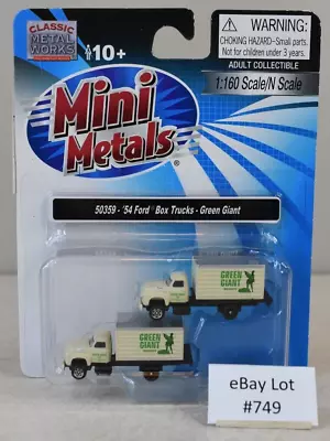 (Lot 749) N Scale Model Train CMW Mini Metals '54 Ford Box Trucks Green Giant • $9.50