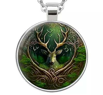 Elk Round Pendant Necklace Charm Jewelry Hunter Horn Stag Deer Lover Chain • $7.79