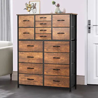 16 Drawers Dresser Tall Fabric Dresser For Bedroom Storage Organizer Shelf • $99.06