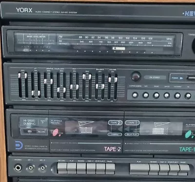 YORX NEWAVE VINTAGE Stereo System Tuner Cassette Recorder Equalizer Model 2210 • $69.99