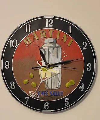 Vintage Martini Clock 12  Diameter Cafe Salut Heavy Resin  • $19.50
