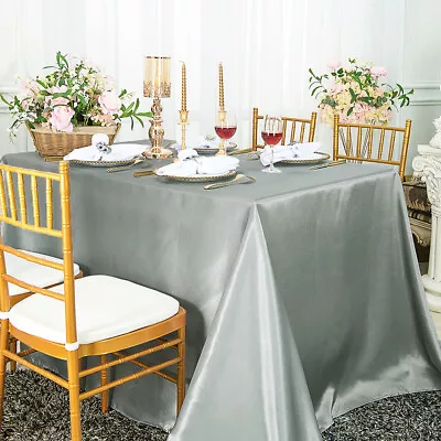 Wedding Linens Inc 90  X 132  Premium Satin Rectangular Tablecloths • $18.98