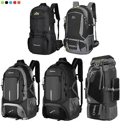 60 65 70 80 90L Hiking Camping Backpack Waterproof Travel Rucksack Luggage Bag • £18.99