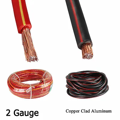 2 AWG Gauge Power Ground Wire Black Red Strands Automotive Battery Cable Lot 12V • $22.31