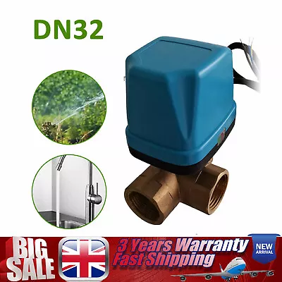 G1-1/4 DN32 3 Way Brass Motorized Electrical Ball Valve Fit Air Water AC 220V • £41.33