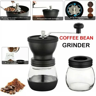 Manual Coffee Bean Grinder Adjustable Coarseness Ceramic Hand Held Mill Maker UK • £9.98