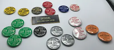 Vintage Pin Back Buttons Midland Michigan Annual Gun Show 70’s To 80’s Lot Of 20 • $24.99