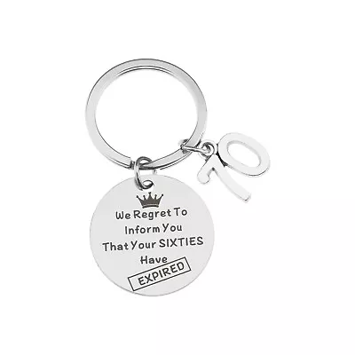 70th Birthday Key Buckle Birthday Key Rings Funny Keychain For Men Women • £6.56