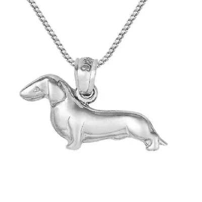 Sterling Silver DACHSHUND DOG Pendant / Charm Made In USA Italian Box Chain • $10.99