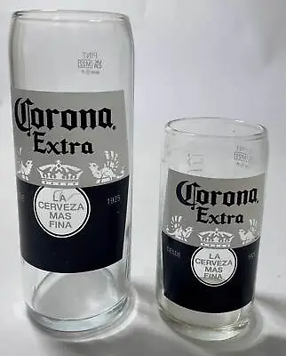 Official 2 Nucleated Corona Extra Pint Beer Glass Set Of 2] Half & Full Pint • $33.66