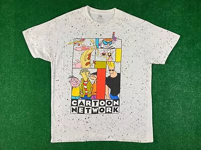 Cartoon Network Shirt Adult Mens Sz L White Polka Dot AOP Dexter Brava Eddy TV • $7.99