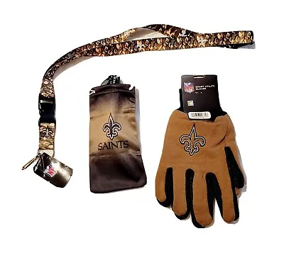 $14.27 • Buy New Orleans Saints NFL Football Utility Gloves & Sun Glass Pouch + Lanyard Set 