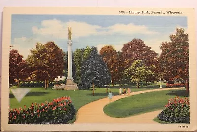 Wisconsin WI Kenosha Library Park Postcard Old Vintage Card View Standard Postal • $0.50