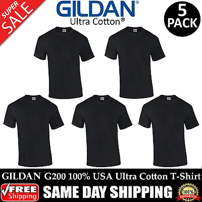 5 PACK OF GILDAN PLAIN Mens 100% Ultra Cotton T Shirt Blank T-Shirt G200 S-XL • $28.76