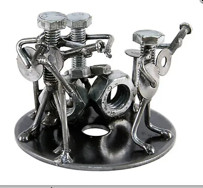 Rock Band Hand Crafted Recycled Metal Art Sculpture Figurine   • $21.49