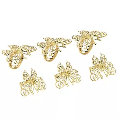 £13.27 • Buy Metal Napkin Rings, 6pcs Hollow Butterfly Napkin Ring Holder Set, Gold Tone